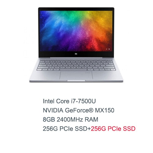 13.3 inch Xiaomi Mi Laptop Notebook Air Original Intel Core i7-7500U 8GB DDR4 Fingerprint Recognition FHD Display Windows 10