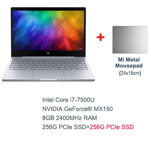 13.3 inch Xiaomi Mi Laptop Notebook Air Original Intel Core i7-7500U 8GB DDR4 Fingerprint Recognition FHD Display Windows 10