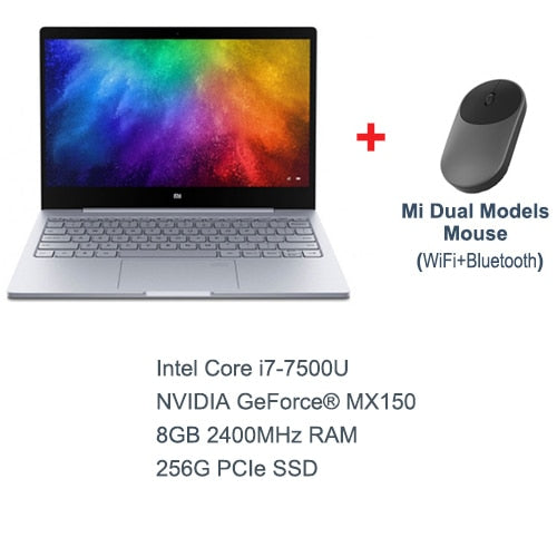 13.3 inch Xiaomi Mi Laptop Notebook Air Original Intel Core i7-7500U 8GB DDR4 Fingerprint Recognition FHD Display Windows 10