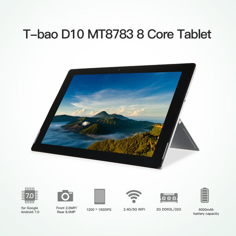 T-bao D10 MT8783 8 Core Tablet For Android 7.0 2G DDR3L 32G Flash iPad 10.1-inch G+G 10 Point Capacitive 1200 * 1920 Tablet PC