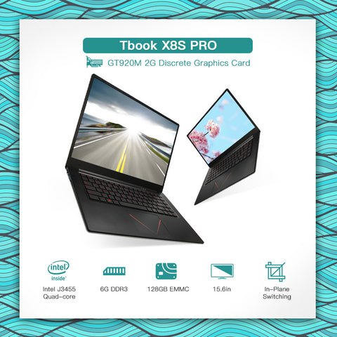 T-bao TBOOK X8S PRO Gaming Laptop Notebook PC 15.6in 1920*1080 1080P for Intel J3455 6G DDR3 128GB EMMC GT920M 2G Graphics card