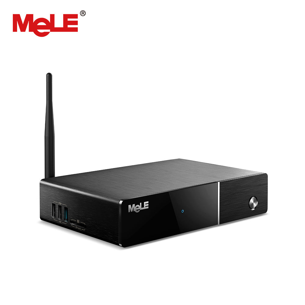 Fanless Windows 10 Mini PC MeLE PCG09 2G 32G Quad Core Intel Atom Z3735F HDD M.2 SSD HDMI VGA LAN WiFi BT Kensington Lock Slot