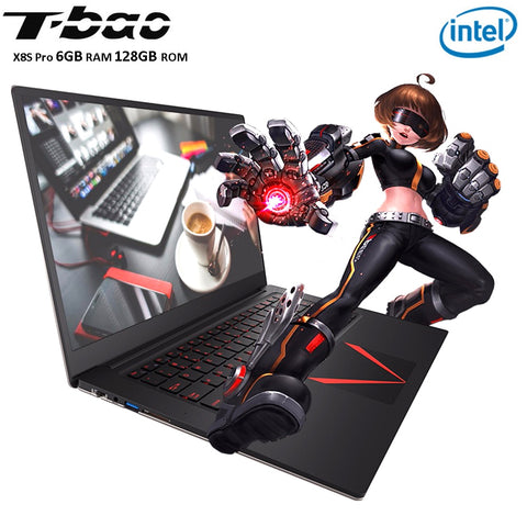T-Bao Tbook X8S Pro Notebook 15.6'' FHD 6GB+128GB Windows 10 Intel Celeron J3455 Quad Core 1.5GHz Laptops W/ HDMI Camera Type-C