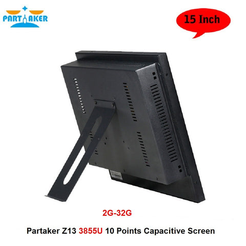 Partaker Elite Z13 15 Inch 10 Points Capacitive Touch Screen Celeron 3855u OEM All In One PC With 2*COM Ports