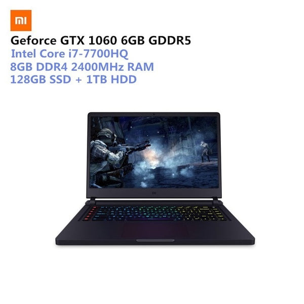 Xiaomi Mi Gaming Laptops 15.6'' WIN10 Intel Core I7-7700HQ Quad Core 16GB+256GB SSD+1TB HDD HDMI GTX1060 Bluetooth 4.1 Dual WiFi