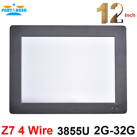 Partaker Z7 Intel Celeron 3855U 12.1 Inch OEM All In One PC with 2mm Slim Panel 3*COM 2G RAM 32G SSD Resistive Touch Screen