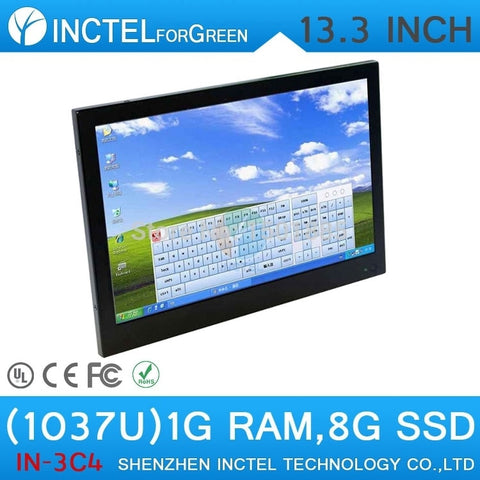 13.3" Ultra-thin embedded desktop all in one PC with Intel Celeron 1037u Dual Core 1.86Ghz 1G RAM 8G SSD