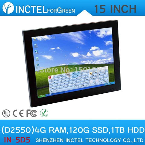 15 inch 4: 3 6COM LPT Desktop Mini PC All In One PC with high temperature 5 wire Gtouch industrial embedded